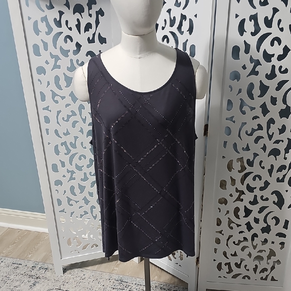 Lane Bryant Black Diamond Pattern Tank Top